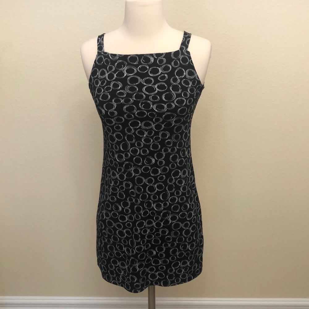 Black with White Circles Print Dress